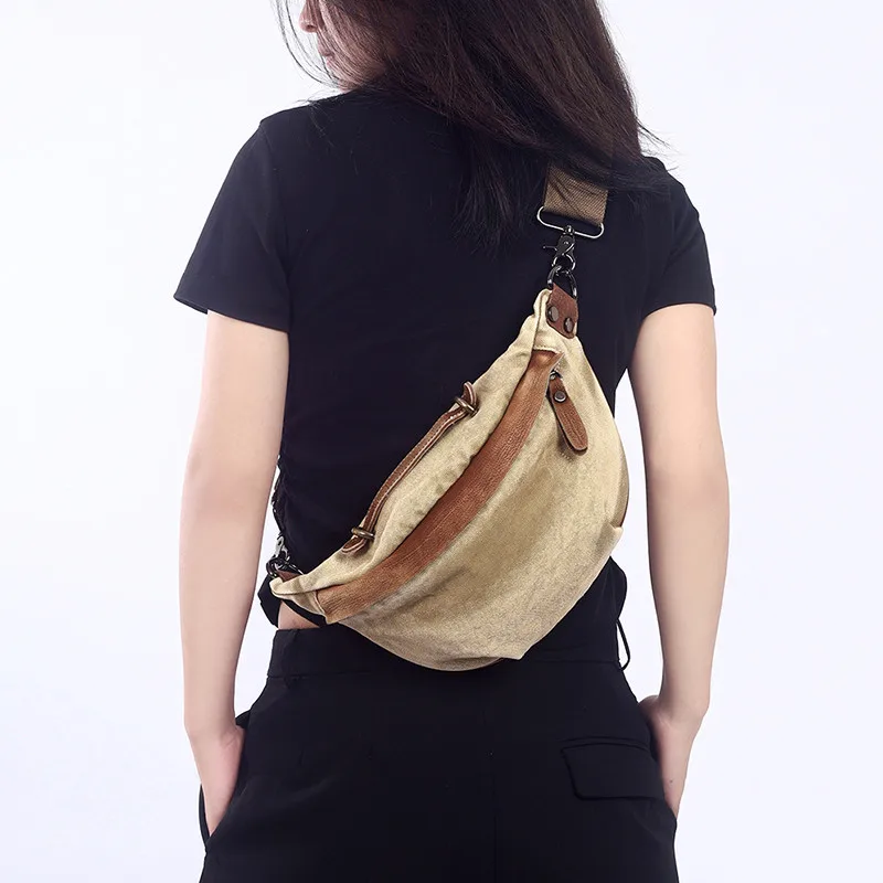 

Canvas With Leather Women's Bag 2023 New Lady Chest Bag Portable Shoulder Crossbody Travel Commuter Bags Luxury Fashion