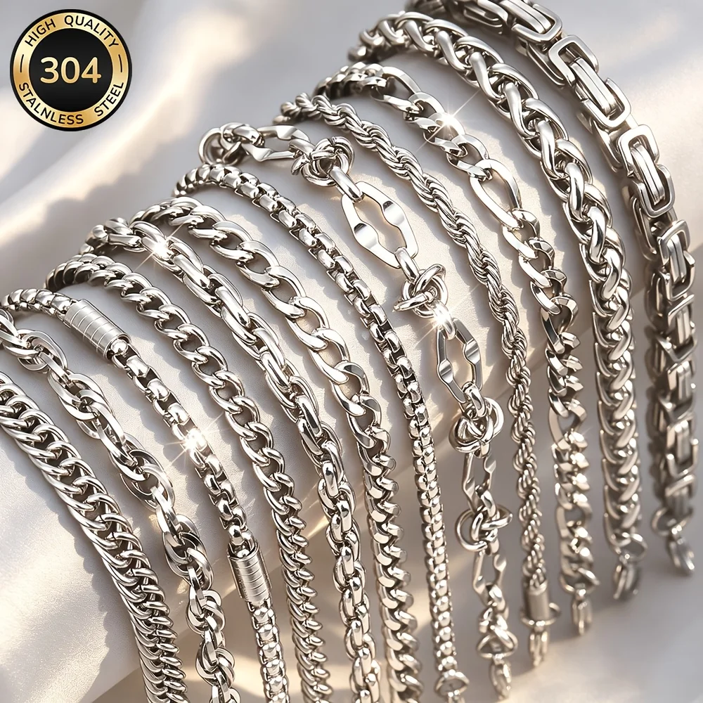 Ensemble de 5 bracelets hip-hop en acier inoxydable [aléatoire], bracelets tendance adaptés aux hommes et aux femmes, accessoires de bijoux punk rock, bijoux durables pour tous les jours, cadeau pour festival de musique, cadeau pour la fête des pères pour lui/petit ami