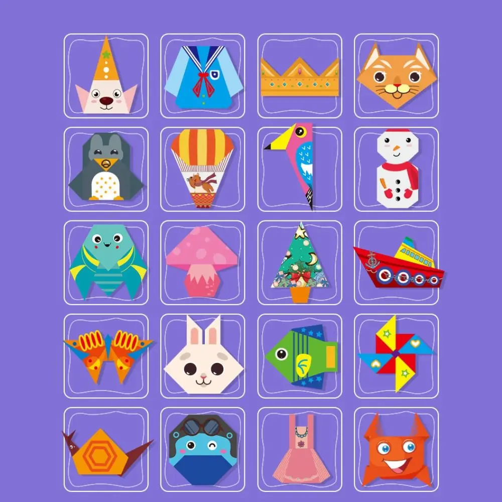 Paper Handmade Colored Paper Set Montessori Folding Animal Handmade Origami Cartoon Art Learning Diy Paper-cut Book Kindergarten