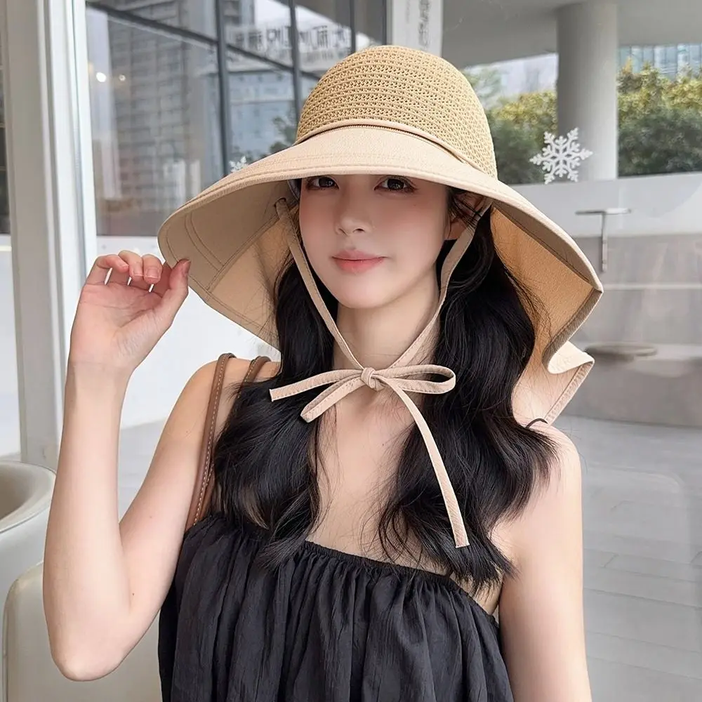 

Simple Elegance Large Brim Sun Hat Foldable Breathable Wide Brim Sunhat Wind Proof Korean Style Sun Protection Hats Fishing