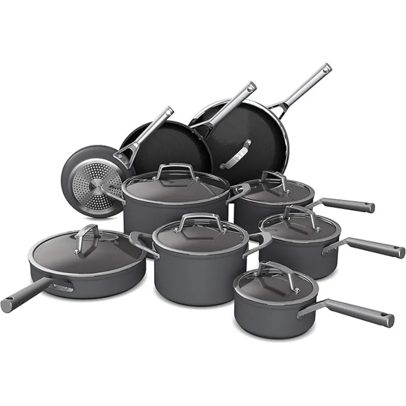 Cookware, NeverStick Premium, 16-Piece Pots and Pans Set, Non Stick Frying Pans, Kitchen Essentials, Stock Pot, Sauce Pan