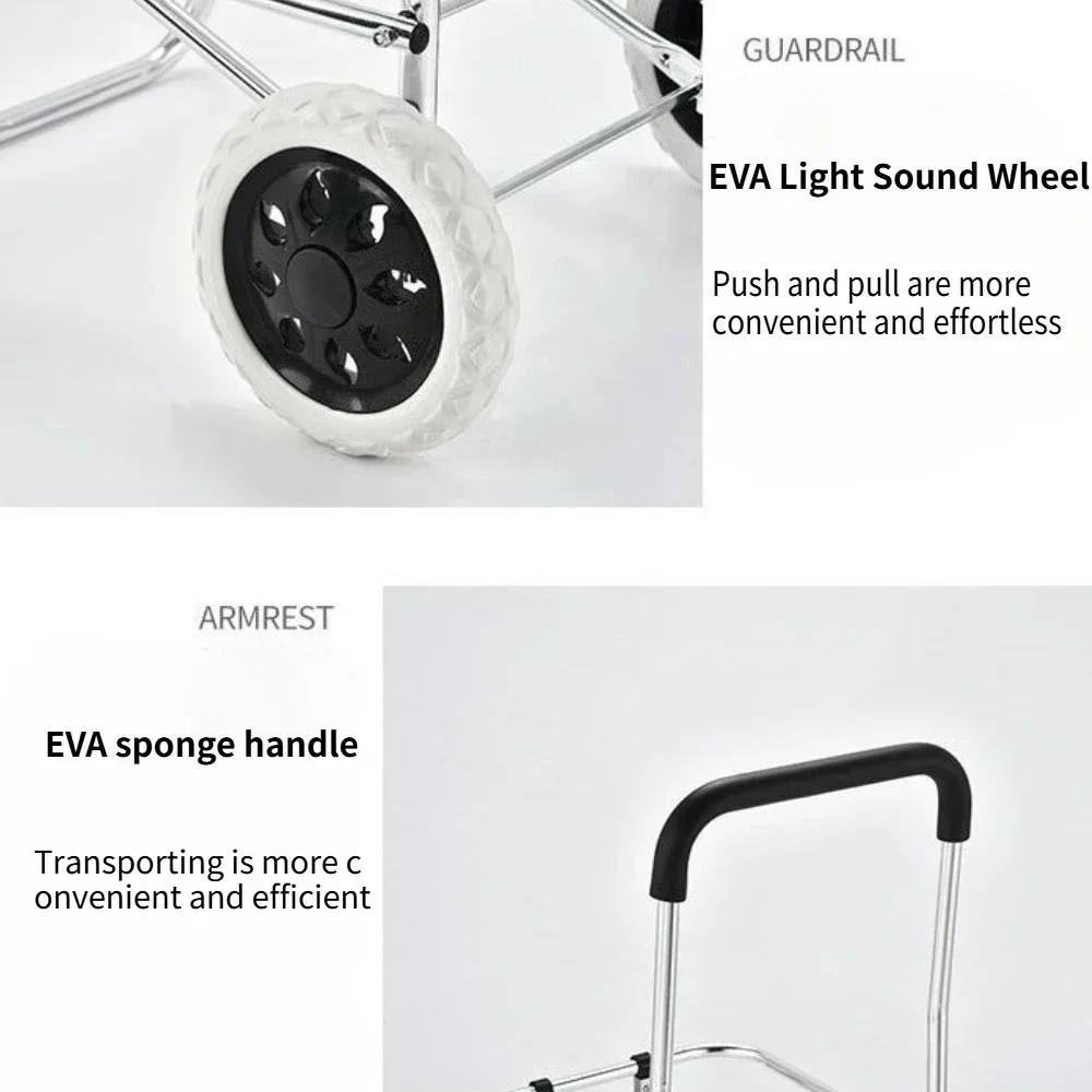 Mobiele winkelwagen Multifunctionele handkar Trolley Winkelwagen Supermarktwagen met twee wielen Grote capaciteit winkelwagen