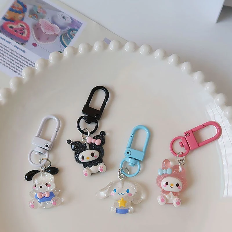 Cartoon Sanrio Anime Cinnamonroll My Melody Bag Keychain Cute Car Keyring Portable Pendant Decoration Accessories