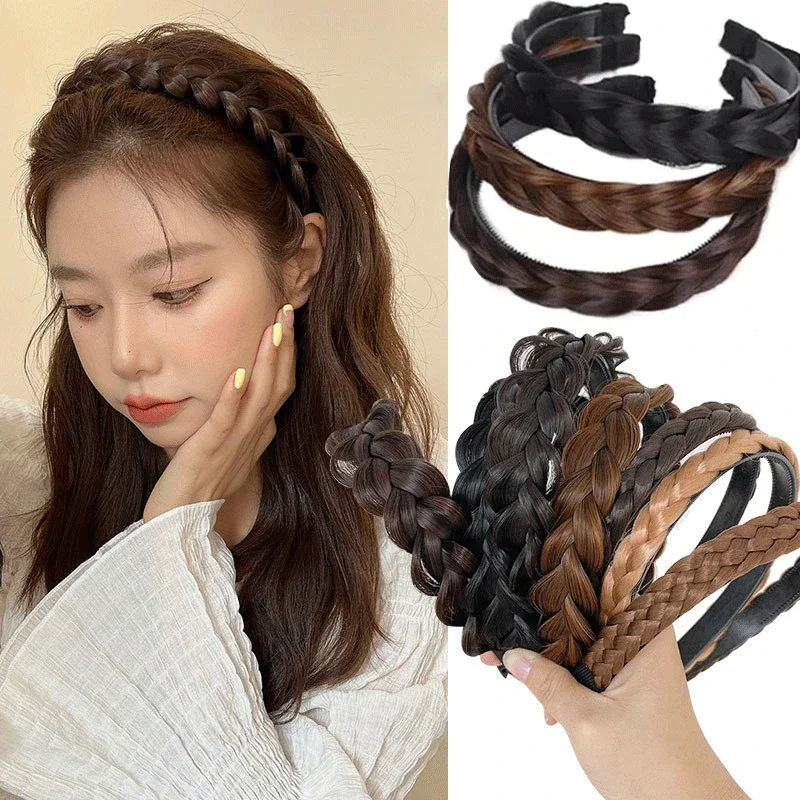 

Женская повязка для волос с косой, женская коса из рыбьей кости, женский парик, повязка на голову с косой, шпилька для волос, богемный нескользящий головной убор, свадебные аксессуары для волос