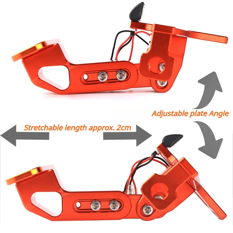 

Motorcycle License Plate Frame with Turning Lights Adjustable Telescopic General License Plate Support Frame，New