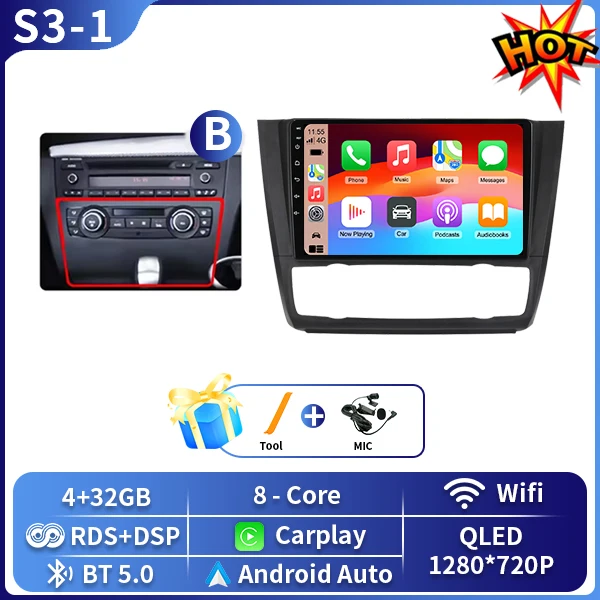Android 16 Autoradio Voor BMW 1 Serie E81 E82 E87 E88 OP 2004-2011 GPS DSP Carplay Multimedia speler Serero Auto 4G Wifi DVD
