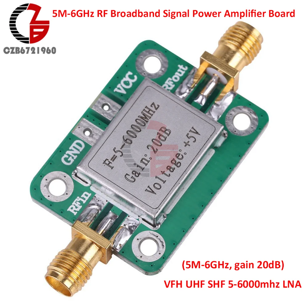 5M-6GHz RF Low Noise Broadband Signal Amplifier Power Amplifier Board Module Gain 20dB Receiver For VFH UHF SHF 5-6000mhz LNA