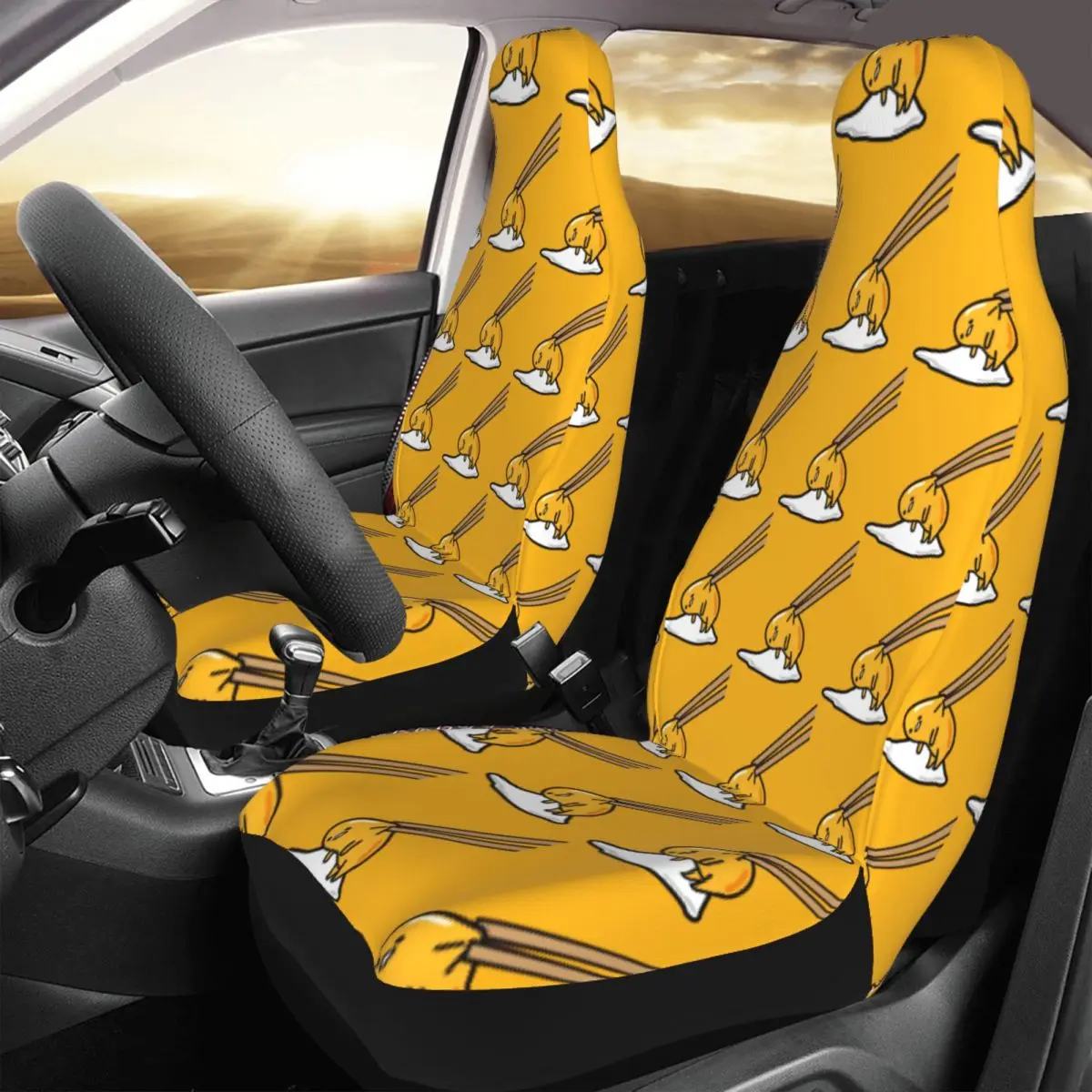Gudetama Universal-Autositzbezug für die meisten Autos, geeignet für alle Arten von Modellen, Lazy Egg Cartoon-Autositzmatte, Polyester, Angeln