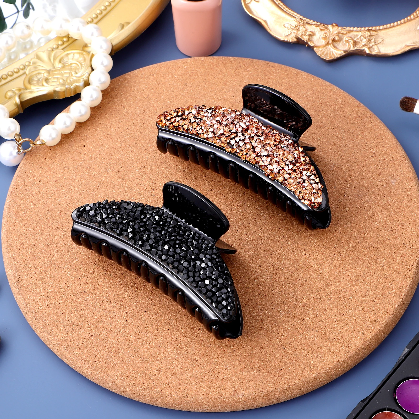 

2pcs Resin Clips Adjustable Claw Smooth Hair Accessories For Hair Clips For Girls Women Girls (Black )