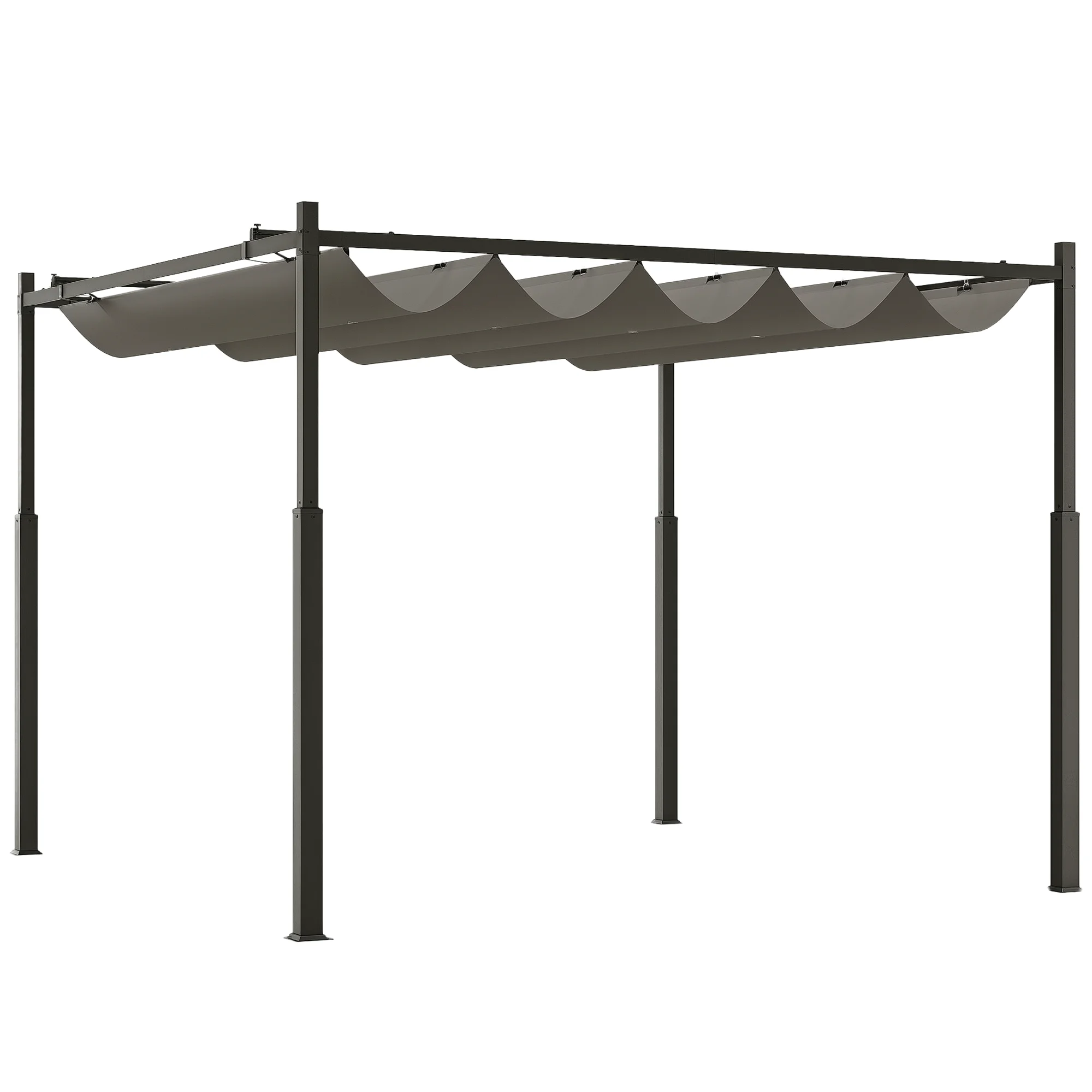 Outsunny Pérgola de Jardín 3x3 m con Techo Retráctil y Accesorio Magnético Gris
