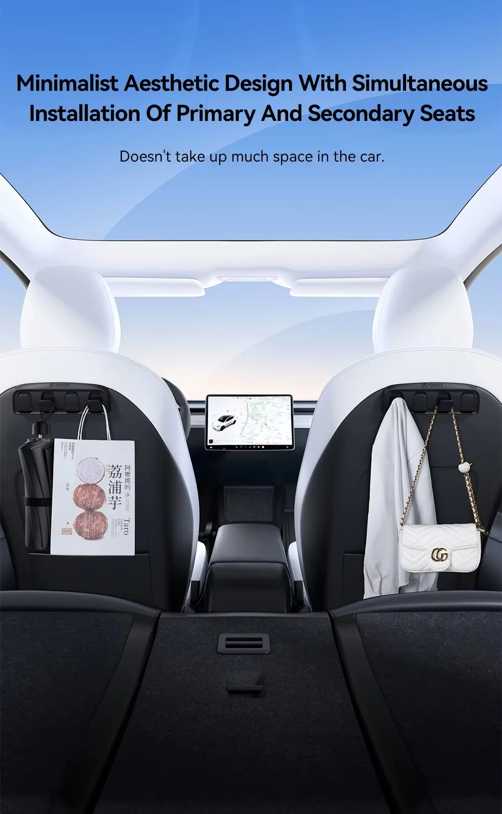 YZ für Tesla Model YL Y 3 Highland Juniper 2021-2026 Klappbarer Auto-Rücksitz-Aufbewahrungshaken Organizer ABS Automobilzubehör – Detail 7