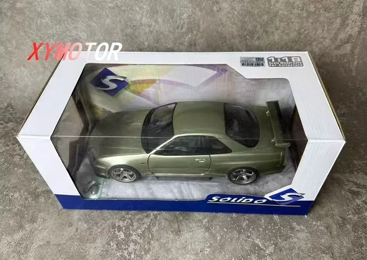 Solido 1:18 For NISSAN GT-R (R34) 1999 Alloy Diecast Model Car Toys Gifts Hobby Display Collection Green Metal,Plastic,Rubber