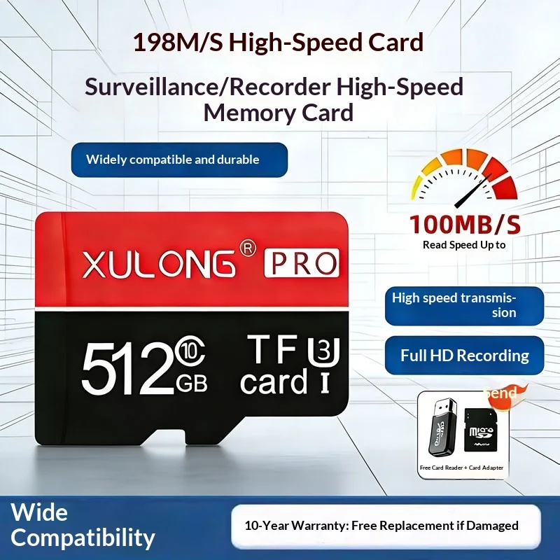 Высокоскоростная карта памяти Powkiddy Xulong TF 512 ГБ, 256 ГБ, 128 ГБ, класс U3, для видеорегистратора, камеры безопасности, смартфона, широкая совместимость