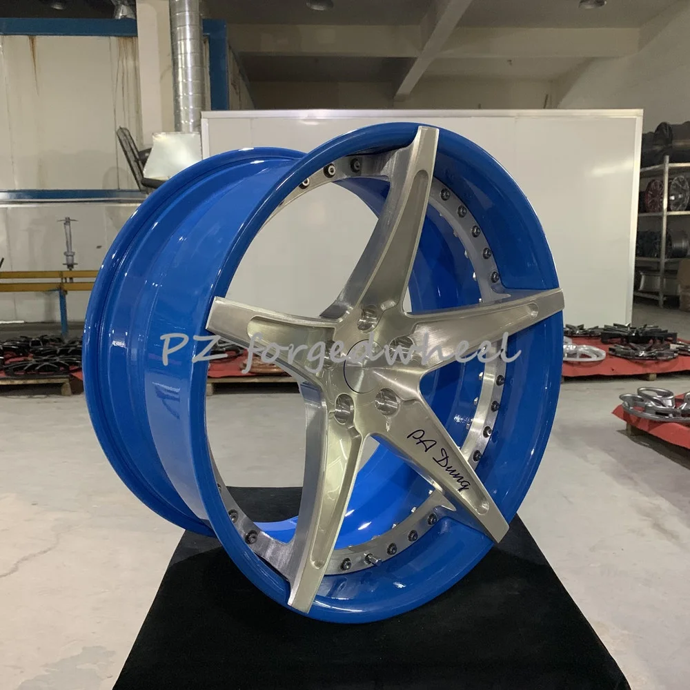 

2 Pieces Forged Star Design 20 Inch 5 Spoke Blue Rim Silver Center Piece Passenger Car Wheels Rims for B MW M6