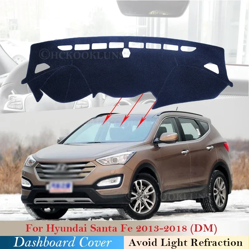 

For Hyundai Santa Fe 2013 2014 2015 2016 2017 2018 DM IX45 Dashboard Cover Mat Carpet Pad Sunshade Cushion Car Visor Accessories