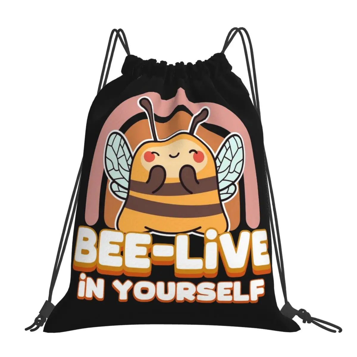 

Мотивационные рюкзаки Bee-live In Yourself Bee, многофункциональные портативные сумки на шнурке, спортивная сумка, книга для мужчин и женщин, школьная сумка