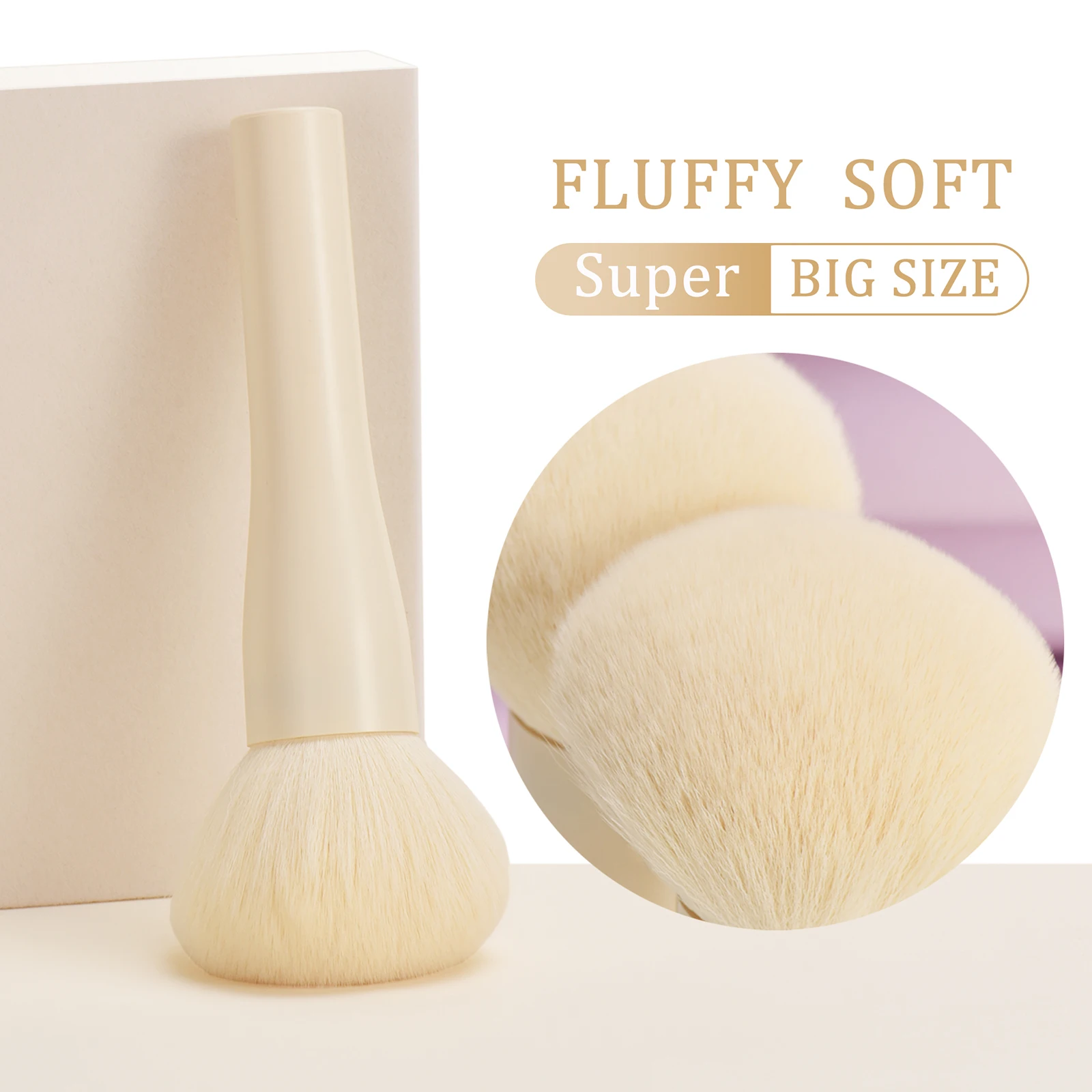 Brocha grande para polvos de rama, brocha para colorete, herramientas de maquillaje profesionales faciales ricas y esponjosas, hermosa brocha