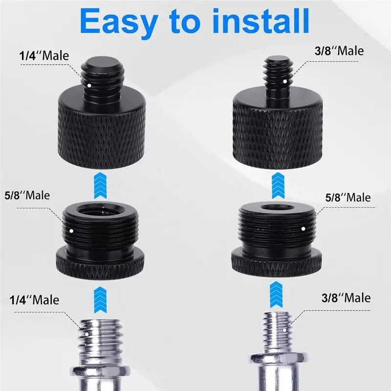 Homeshopping 16Pcs Mic Stand Thread Adapter Set Microphone Stand Fixing Screw 1/4,3/8 Male To 5/8 Female Adapter Transfer