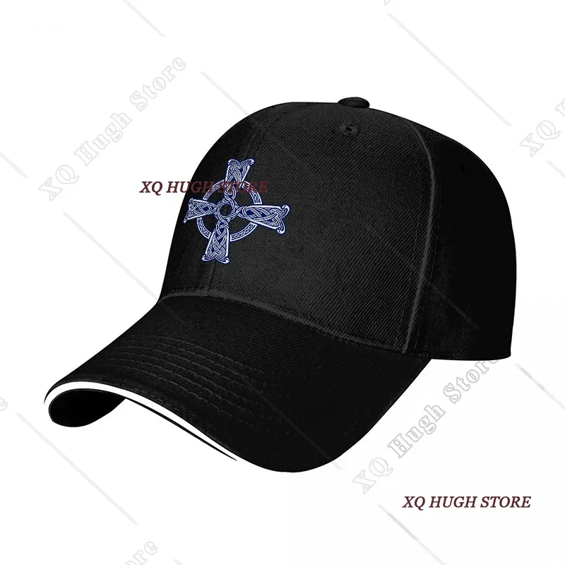 Celtic Cross Black Sandwich Brim Baseball Cap Adjustable Casual Hat