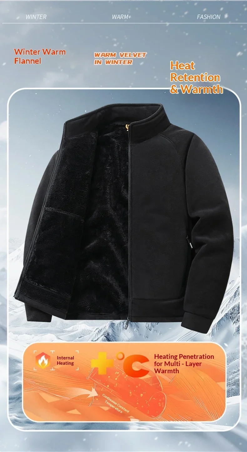 Dicke Fleece-Militärjacken für Herren, Herbst-Winter, warm, winddicht, lässige Parka-Mäntel, Streetwear, Vintage, schwere Oberbekleidung, Parkas – Detail 2