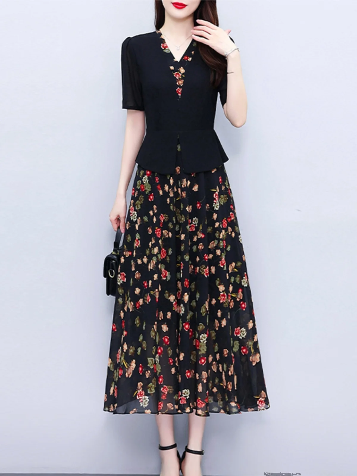 

Летнее новое элегантное платье Boo Pala с цветочным принтом, модное стильное повседневное платье с коротким рукавом для женщин