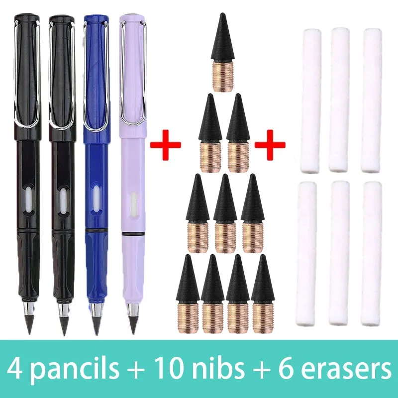 20pcs/Set Infinity Pencils No Sharpening Eternity Pencils Kawaii Unlimited Pens Art School Supplies Pretty Stationery Nib Eraser