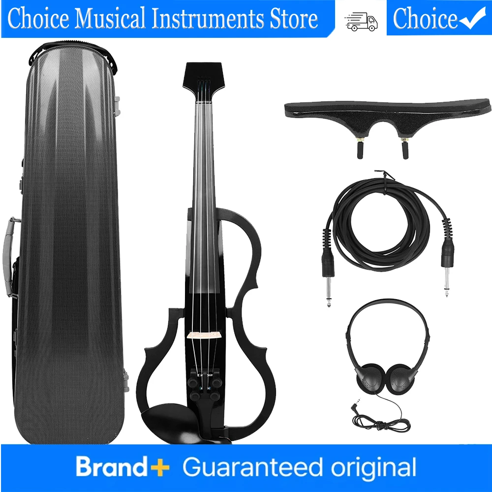 

IRIN Electric Smart Violin Set Premium Carbon Fiber 4/4 Black Violin Kit Pro Silent Electric Violin with Headphones Shoulder Pad