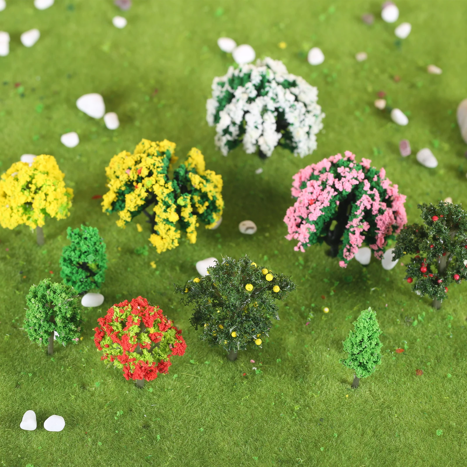 60pcs Model Trees Train Railroad Layout 3.5-5.5cm Scenery Plastic Scale Scene Miniature Tree Decoration