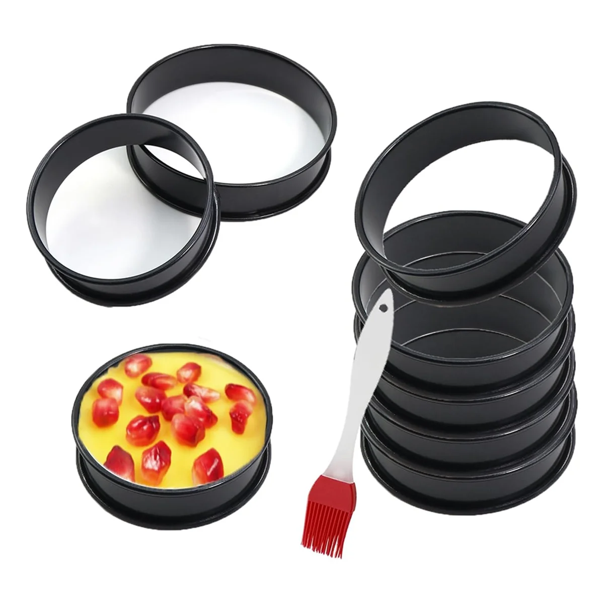 8Pack Crumpet Rings Nonstick English Muffin Rings 3.15 Inch - Stainless Steel Double Rolled Tart Rings Round Ring Molds