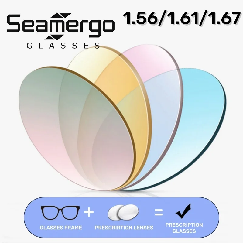 seamergo-156-161-167-インデックスレンズフォトクロミック処方レンズカスタマイズ遠視近視抗ブルーレイメガネ