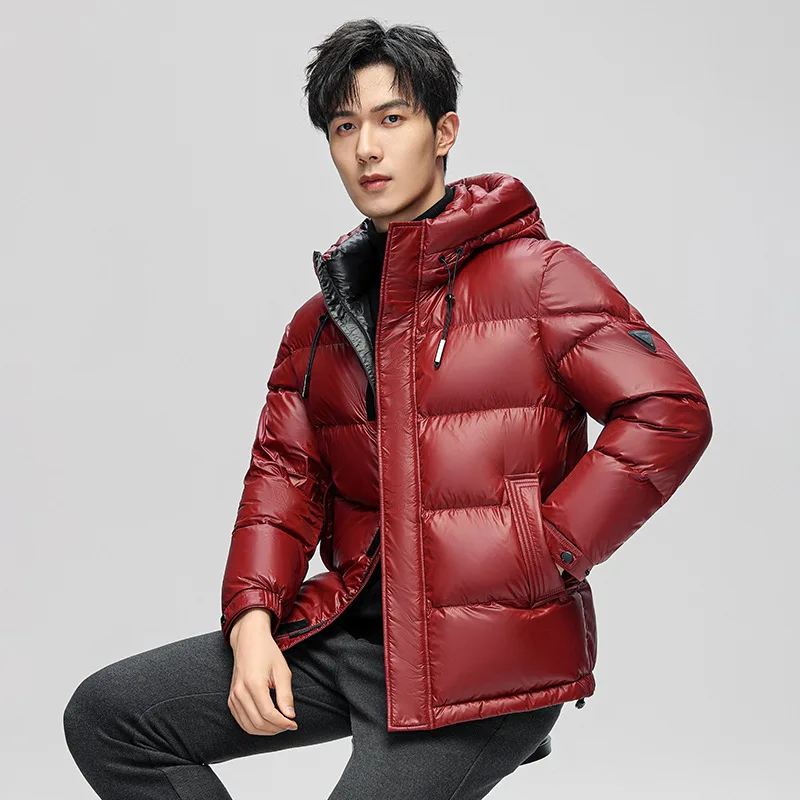 

Men's Hooded Down Jacket New Casual Thickened Fashion Glossy Down Jacket Men's 90 Duck Down Bread Jacket Men's