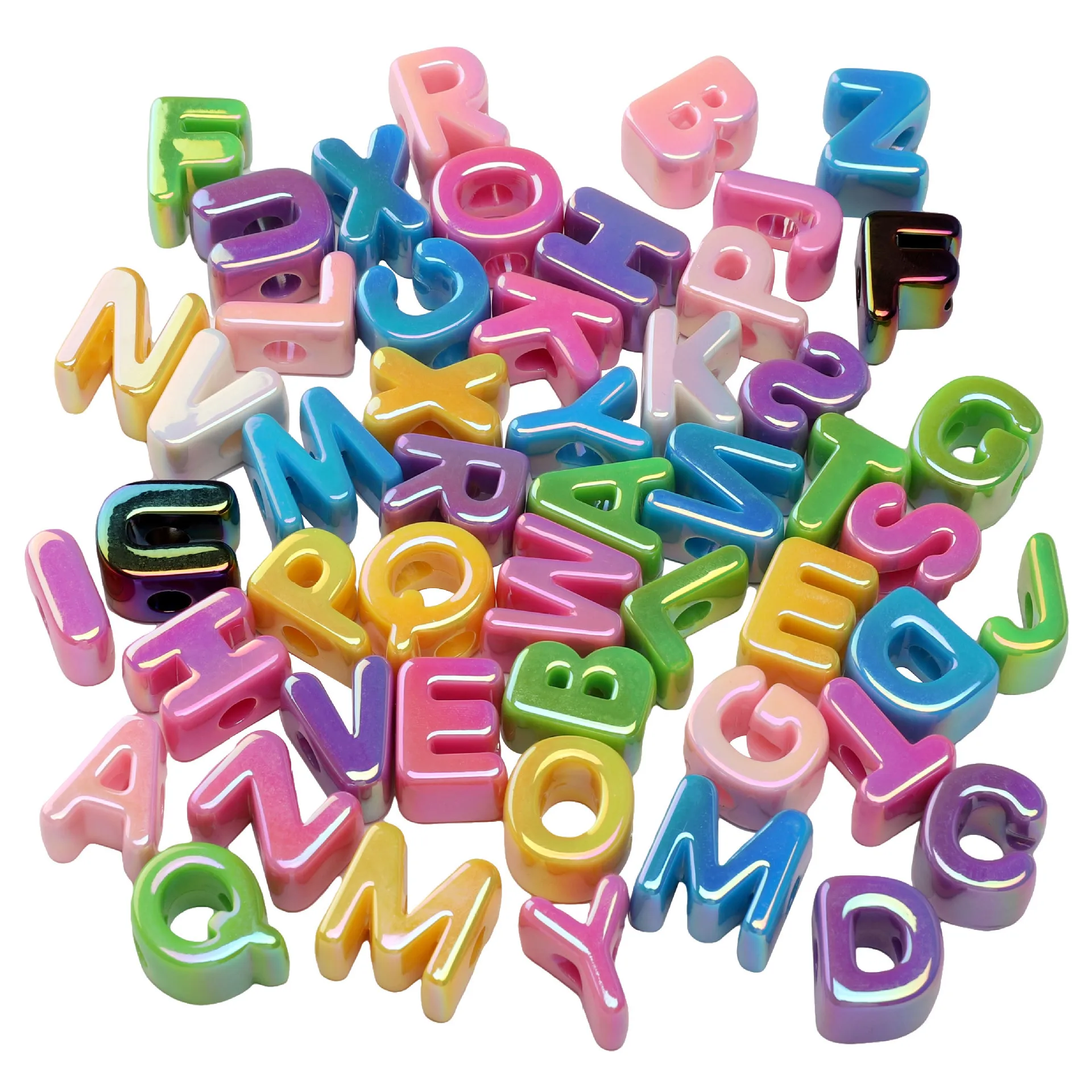

5pcs/Lot Acrylic Letter Large Hole Beads Colorful Loose Spacer Beads for Jewelry Making DIY Bracelet Necklace Accessories