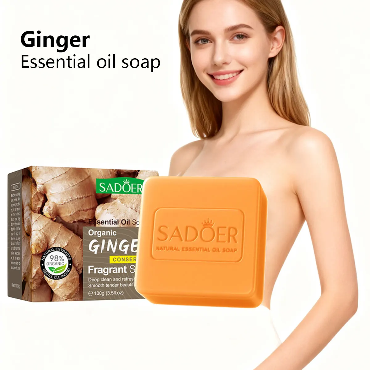 

Ginger Essential Oil Soap For Cleansing Bathing, Deep Cleansing Oil Control, Moisturizing Stain Removal, Handmade Fragrance Soap