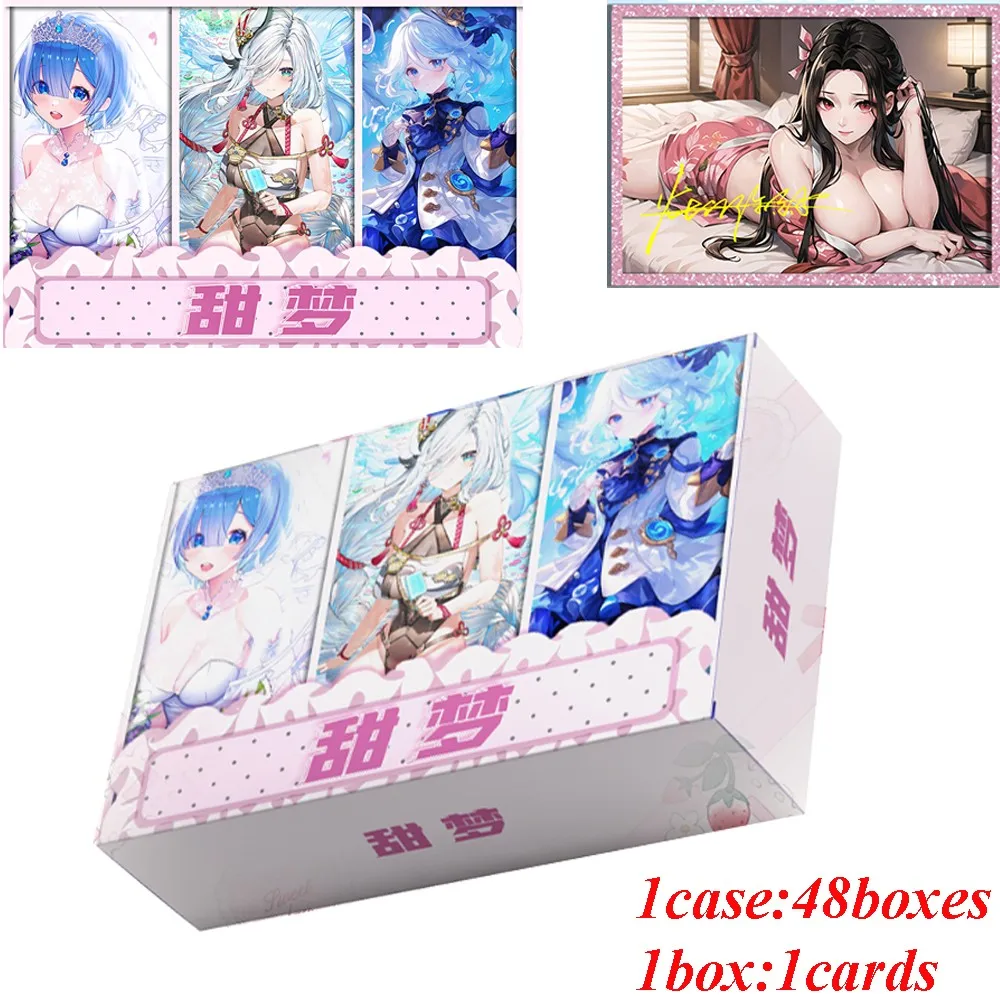 New Sweet Dream High Quality Glazed A6 Goddess Story Card Anime Rem Kafka Albedo Popular Female Lead Sexy Uniform Bikini Cards