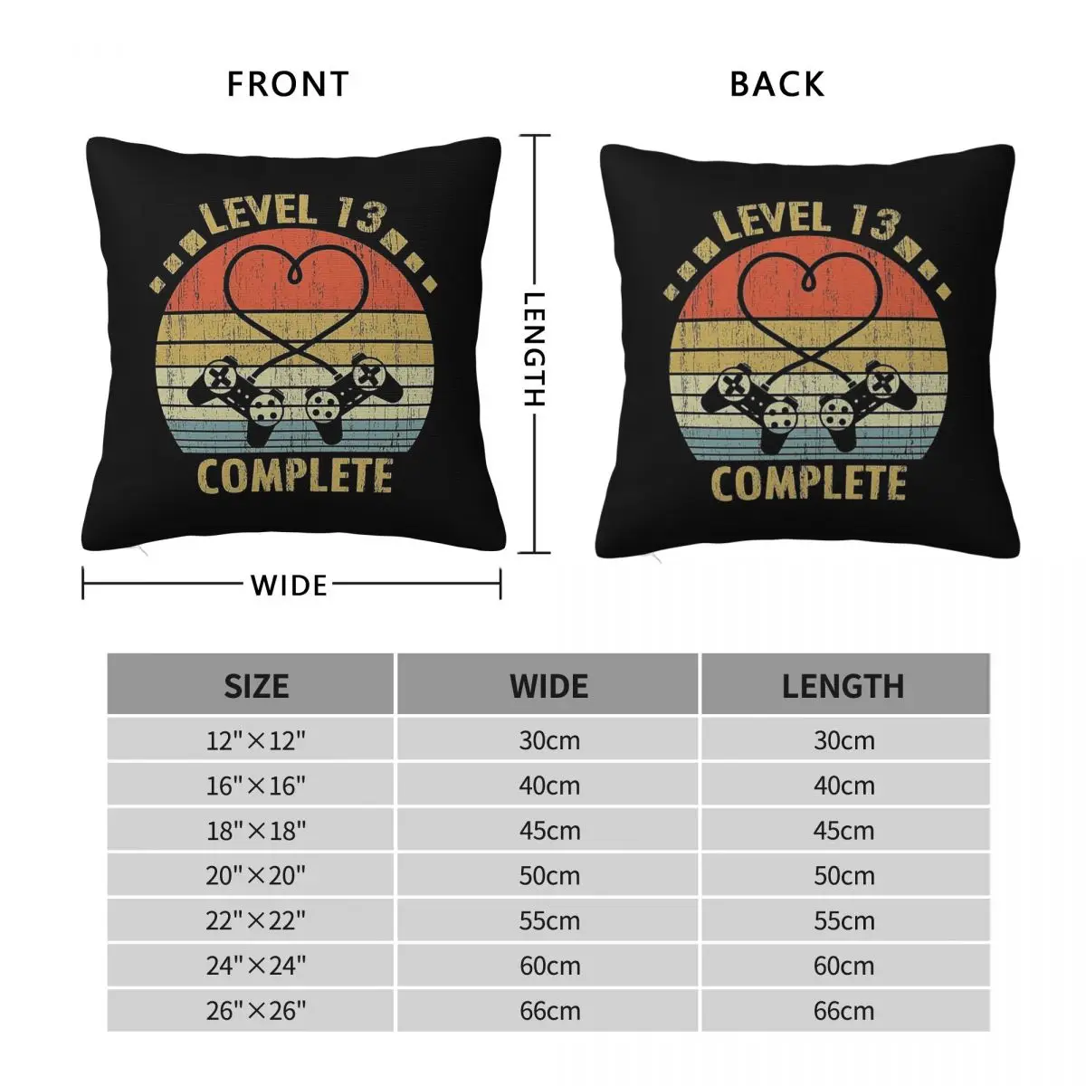Level 13 Complete Gamer Square Pillowcase Polyester Linen Velvet Printed Decorative Pillow Case Sofa Seater Cushion Cover 45x45