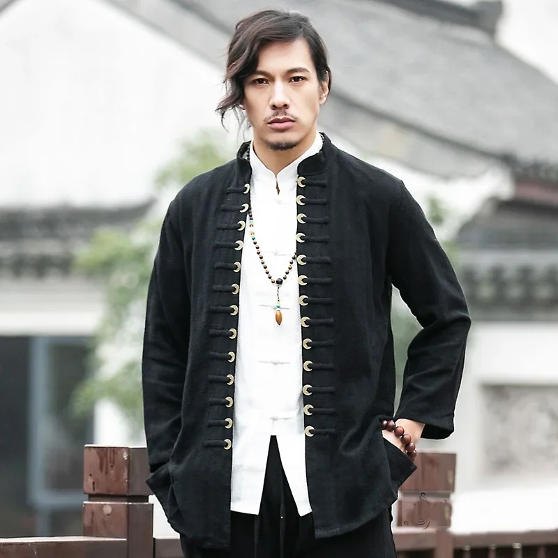 

Traditional Chinese Clothing Hanfu Men Cotton Linen Tang Suit Copper Buckle Jackets Online Chinese Store Kung Fu Clothes 11482