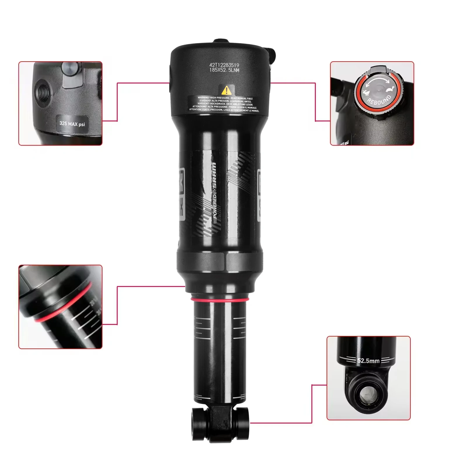 RockShox Rear Shock 185×52.5mm Trunnion Deluxe Select for Mountain