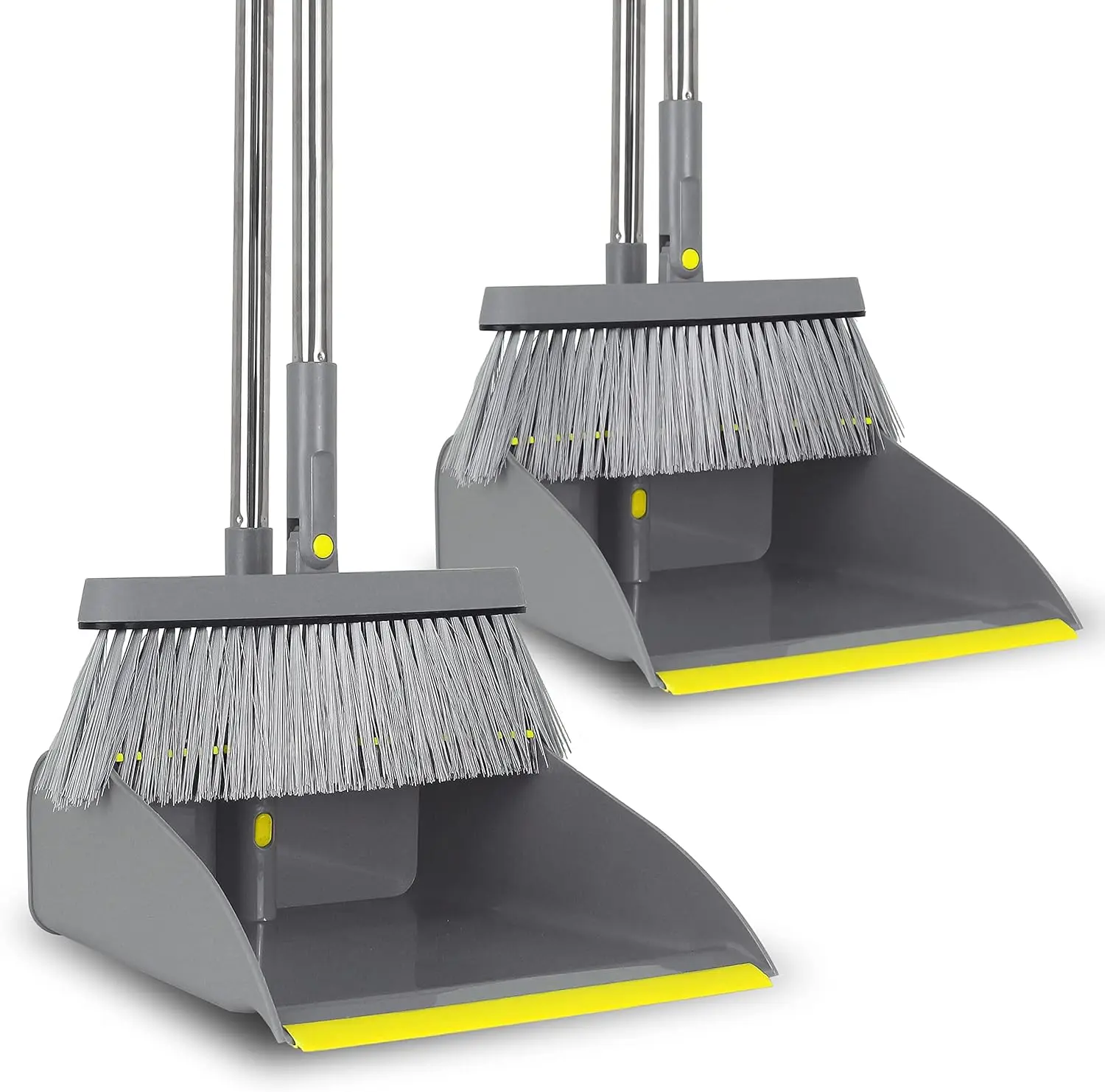 

2-Pack Broom and Dustpan Combo Set, 48' Long Adjustable Handle Stand Up Dustpan with Self-Cleaning