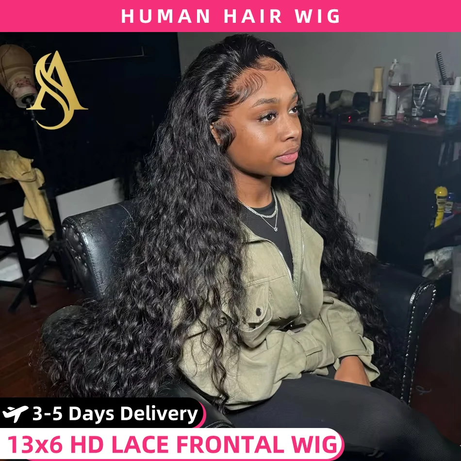 Alisa-Perruque Lace Front Wig Deep Wave 360 Naturelle Bouclée, Cheveux Humains, 13x4, 13x6, 4x4, HD, pour Femme