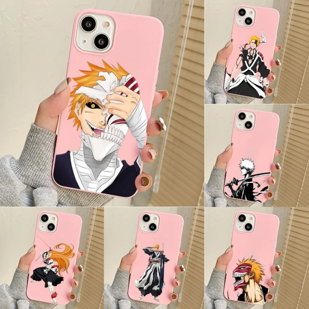 B-bleach K-kurosaki I-Ichigo Phone Case For Iphone 11 13 14 Pro Max X Xr Xs Max Se2020 12mini Pink Cover Case