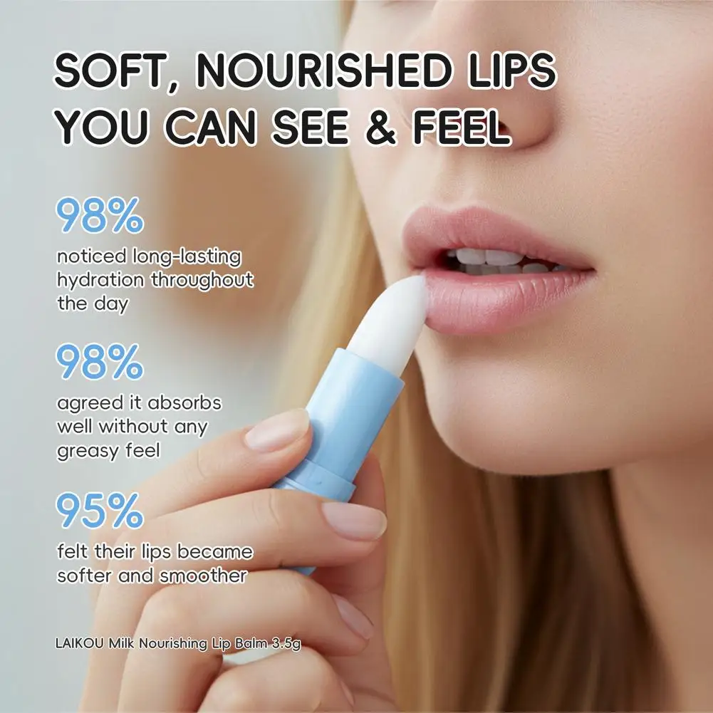 Milk Nourishing Lip Balm 3.5g Shea Butter Jojoba Oil Long-lasting Moisturizing Hyaluronic Acid Smooth Lip Care view 4