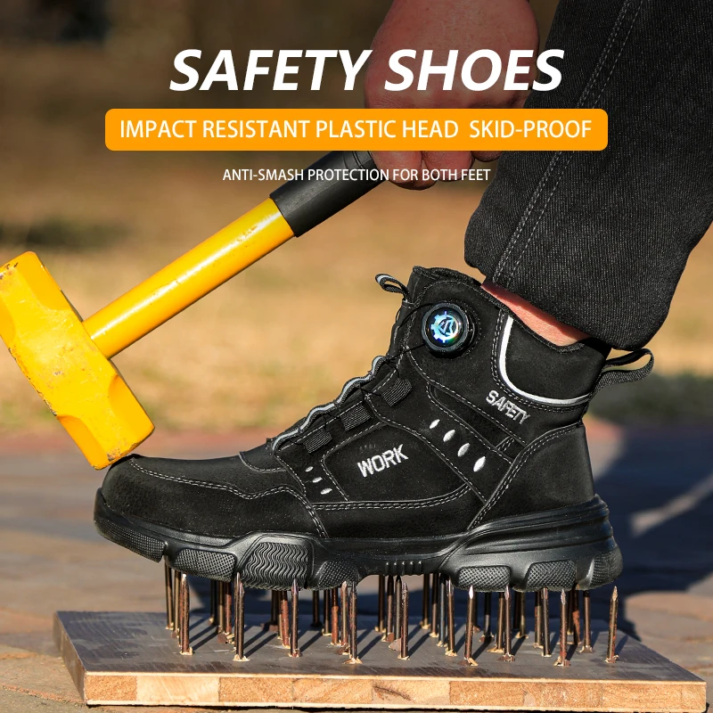 

Knob buckle anti smashing and anti piercing lightweight safety shoes, protective shoes, work shoes, mining boots
