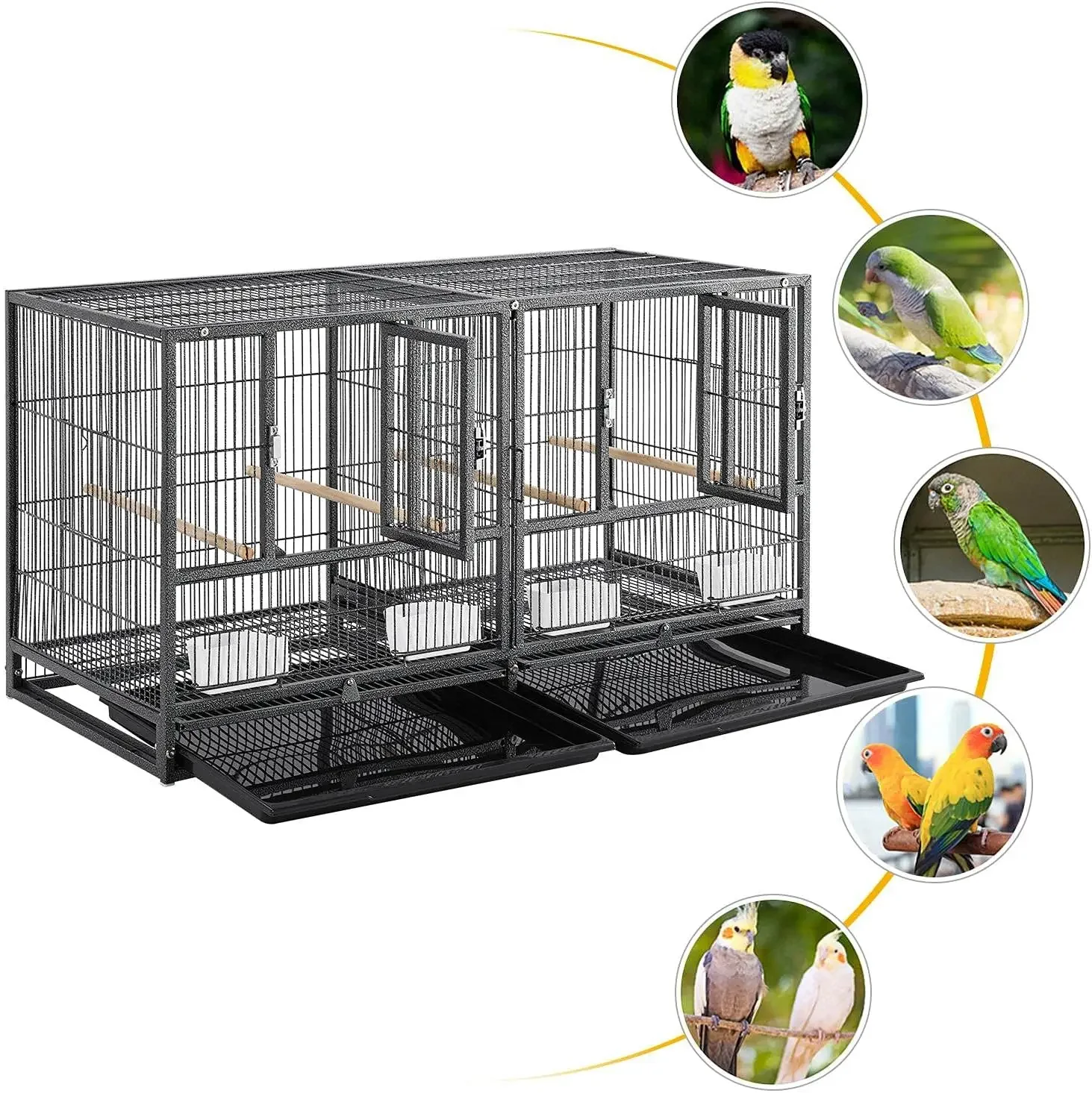 Yaheetech Stackable Divided Breeder Breeding Parakeet Bird Cage for Canaries Cockatiels Lovebirds Finches Budgies Small Parrots