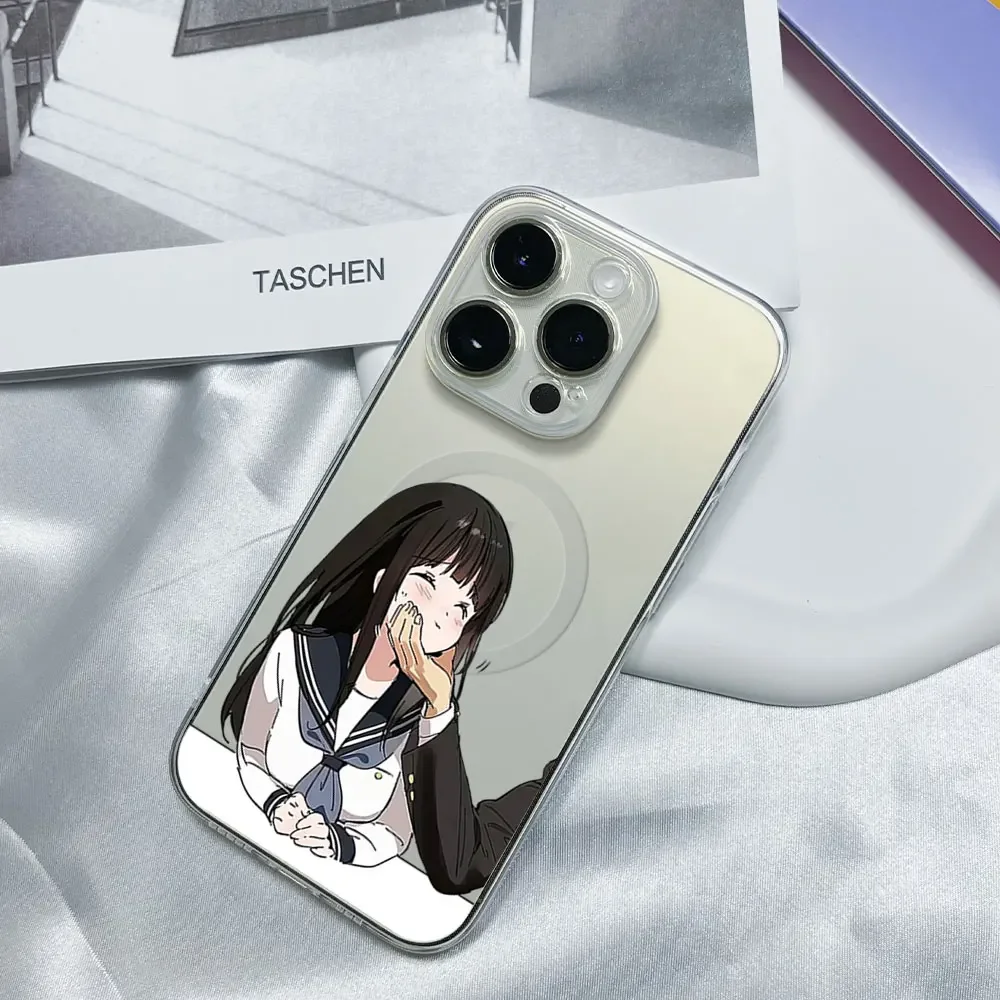 Hyouka Oreki Houtarou Chitanda Phone Case for iPhone 12 11 13 14 15 16 Max Pro Plus Transparent Magsafe Magnetic Wireless Cover