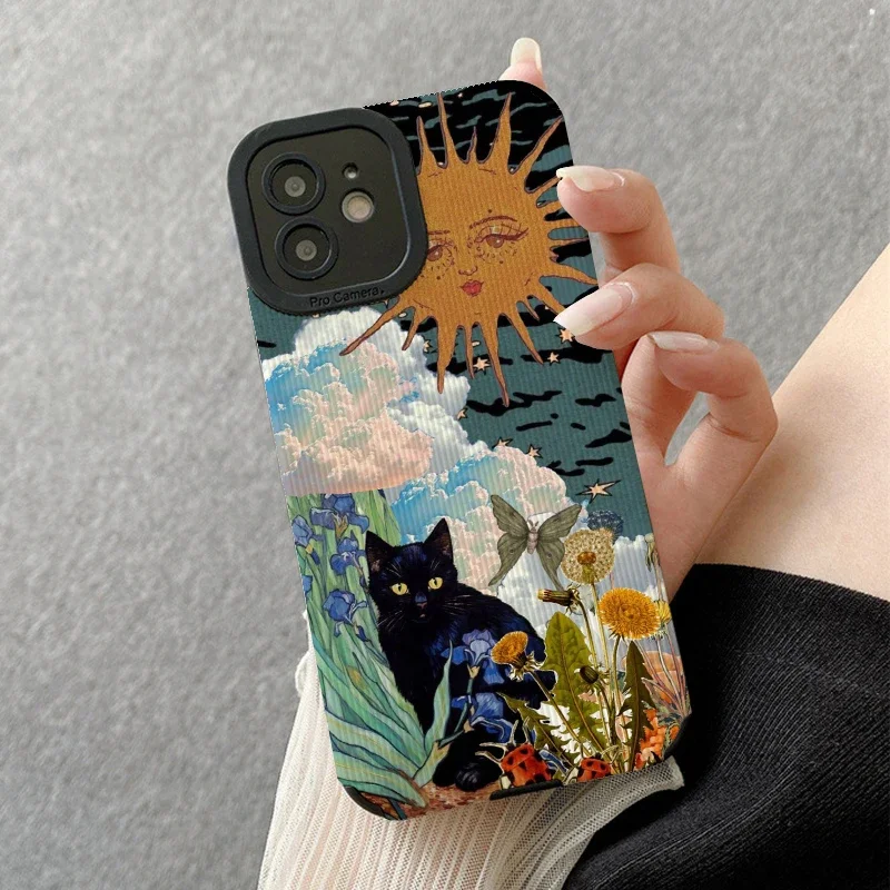 Black Cat Butterfly Phone Cases for Iphone 11 Iphone 16 Pro Max Iphone 13 Pro Max Iphone 14 Pro Max Iphone 15 Pro Max Case