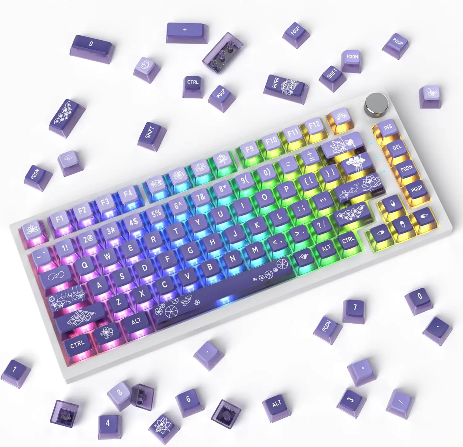 116 Keys Translucent Purple Keycaps ASA Profile PBT Dye-Sublimation Pudding Keycap Set for DIY Mechanical Gaming Keyboard