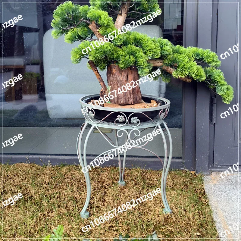 Retro old wrought iron flower stand flower pot living room flower stand floor-to-ceiling balcony stool single-layer small
