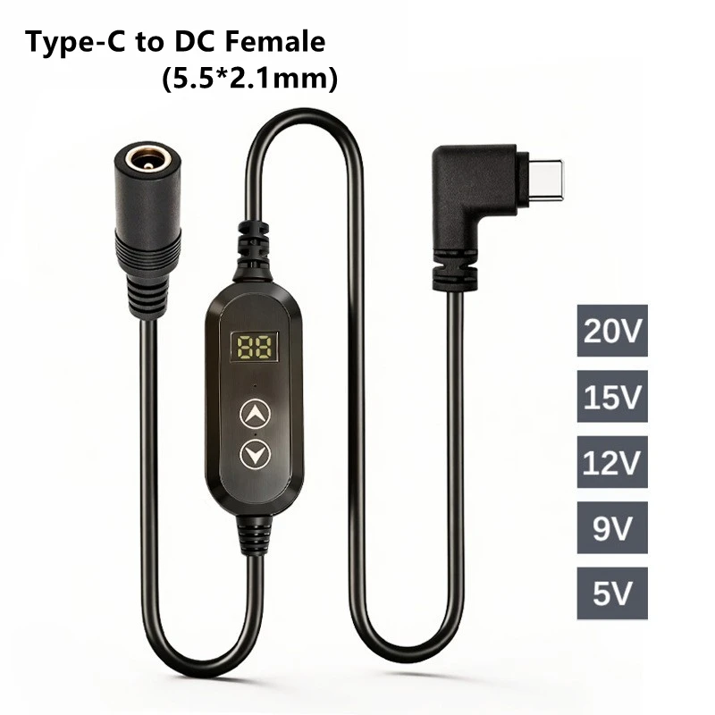1/2/5 Pieces USB C to DC  5.5*2.1mm Connector Female Boost Cable 5V/9V/12V/15V/20V Adapters Line for Wifi Router TV BOX