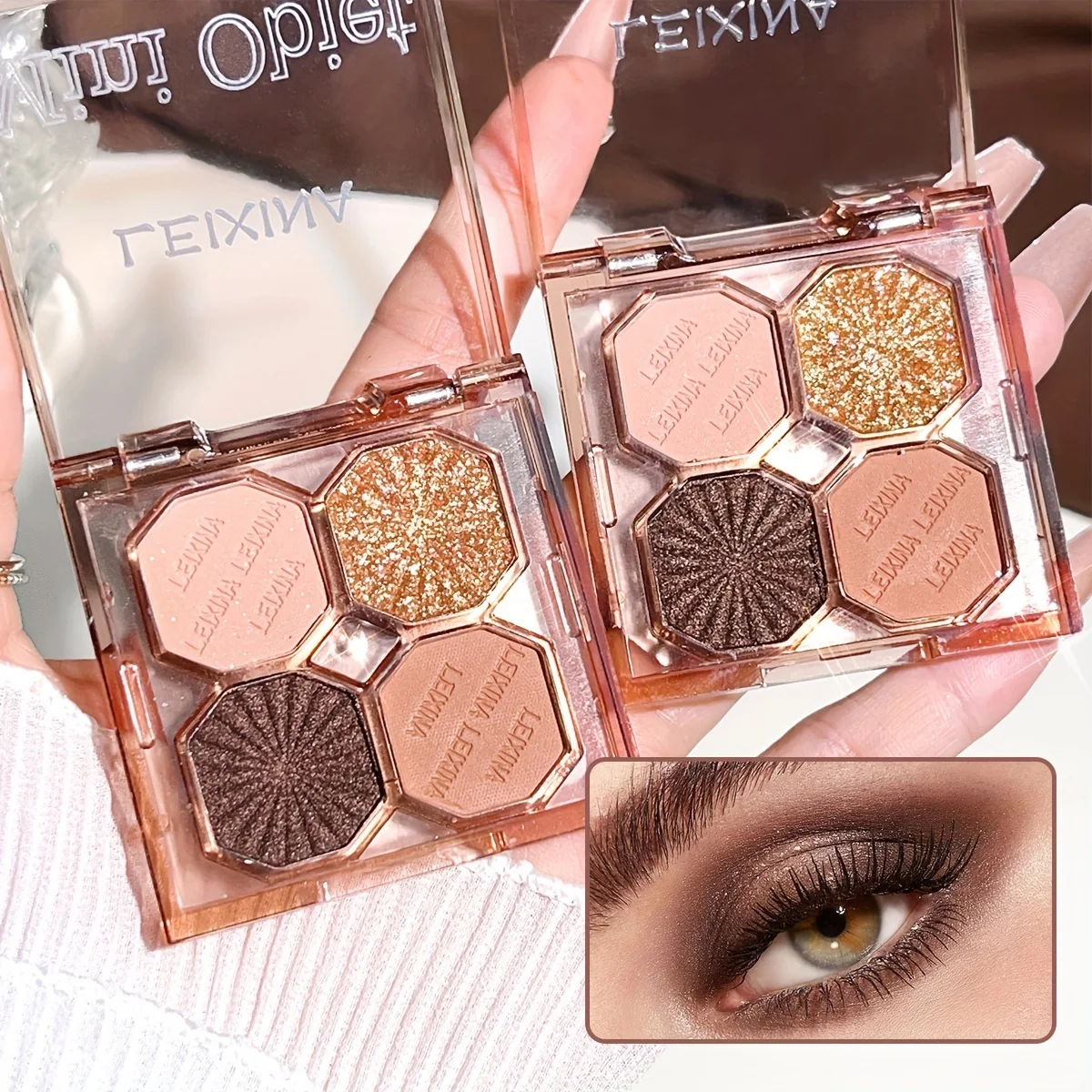 Schokoladen-Lidschattentablett in 4 Farben – mattes und glitzerndes Finish, langlebig, hochpigmentiert, braun, nackt, gold, schwarz