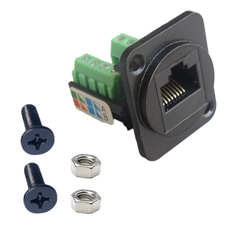 Modulo CABE-Computer Modulo di rete CAT5E Nero a forma di D RJ45 Super Categoria 5 Cablaggio Rete CAT5E 86 Pannello Modulo pannello rack 1U